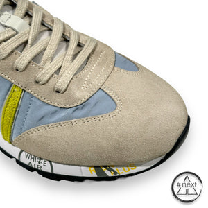 (#B) Premiata - sneakers LUCY var. 6619 - Azzurro, lime, beige. - ANDY #NEXT