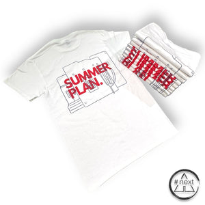 nngr2 - T-shirt in cotone Organico 100% - I HAVE A PLAN - SUMMER PLAN. Bianco.