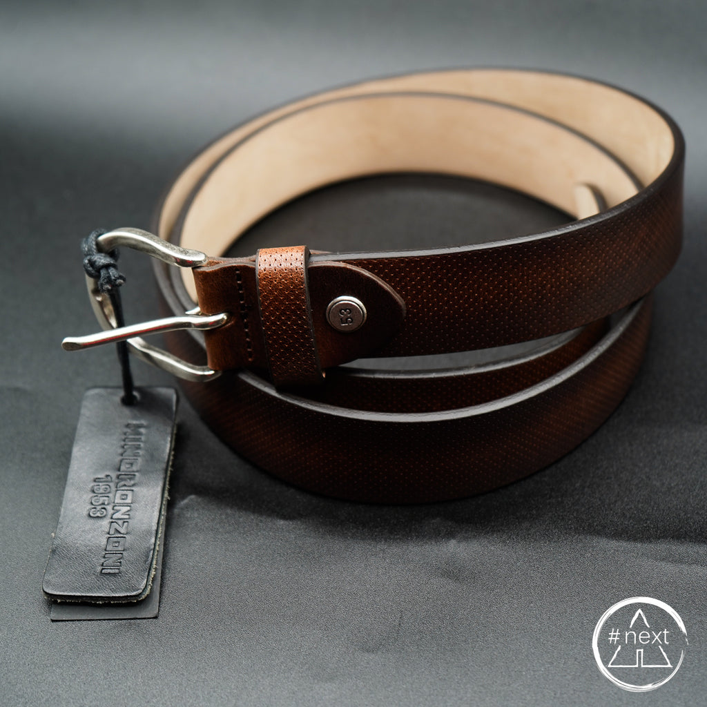Minoronzoni 1953 - Cintura pelle microforata - Testa di moro - ANDY #NEXT