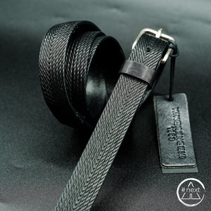 Minoronzoni 1953 - Cintura pelle stampa treccia - Nero. - ANDY #NEXT